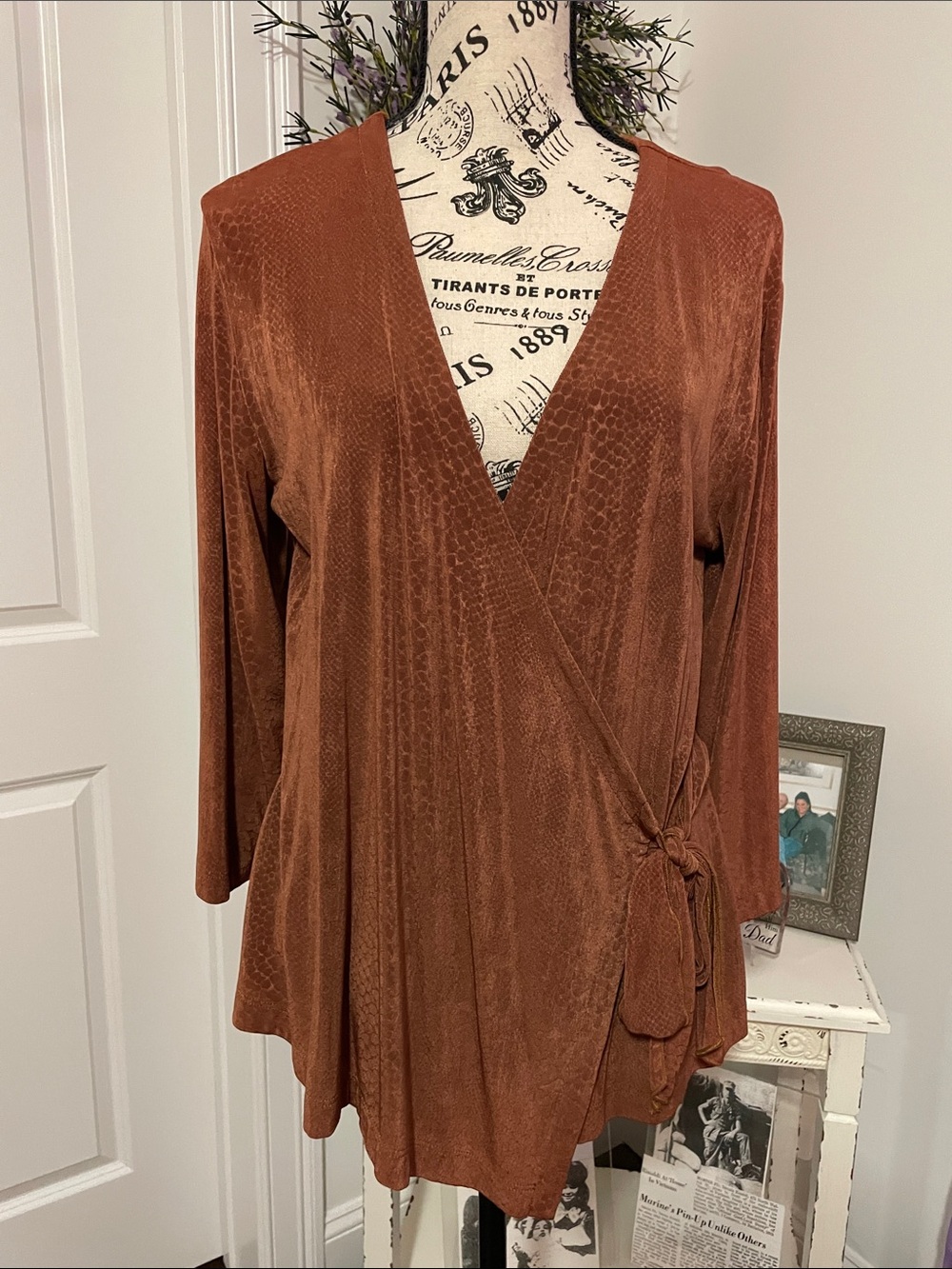 Chico's Rust Brown Wrap Tunic Top